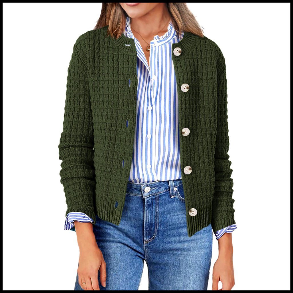 Cropped Cardigan Sweater Button Down Crew Neck Open Front Knit Jacket